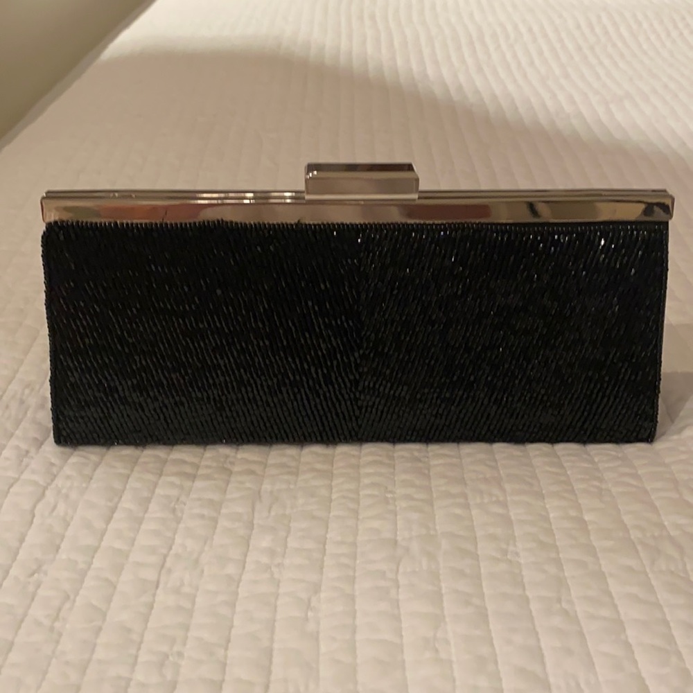 Black beaded evening clutch